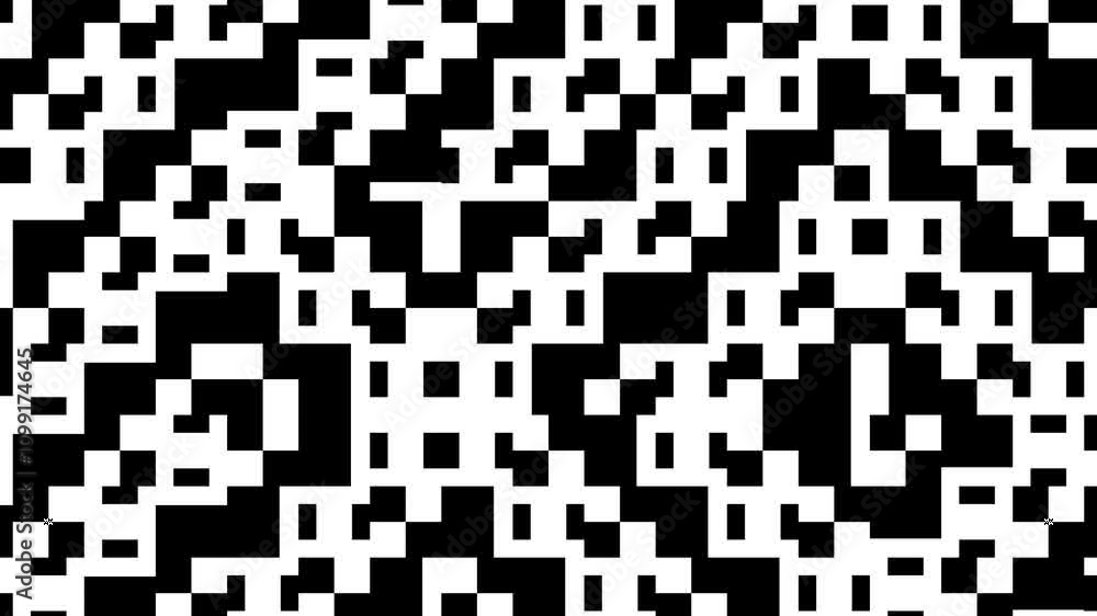 Poster bold abstract black and white loop animation featuring symmetrical geometric patterns and dynamic ro