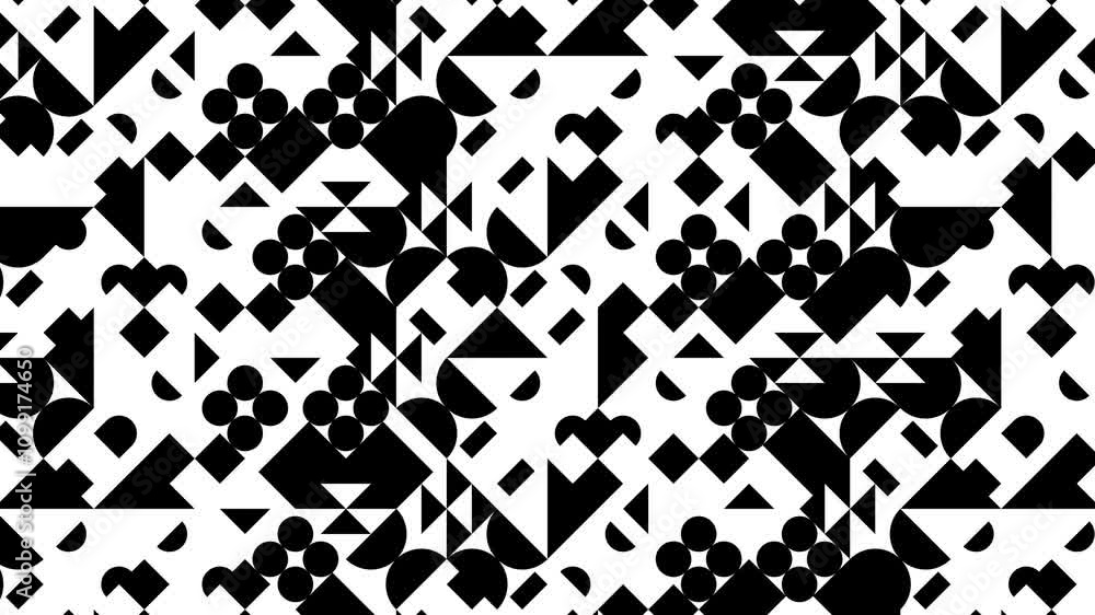 Aufkleber hypnotic black and white abstract animation featuring dynamic rotating geometric shapes and high-con