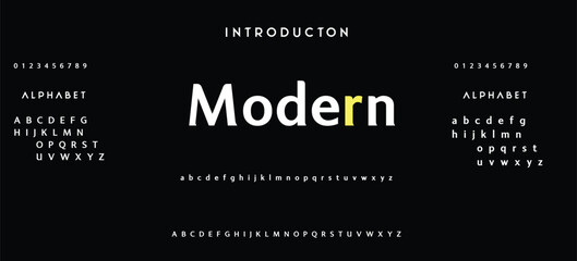 Fototapeta premium Modern abstract digital tech font. Logo creative font, type, technology, movie, digital, music, movie. Font and illustration in vector format.
