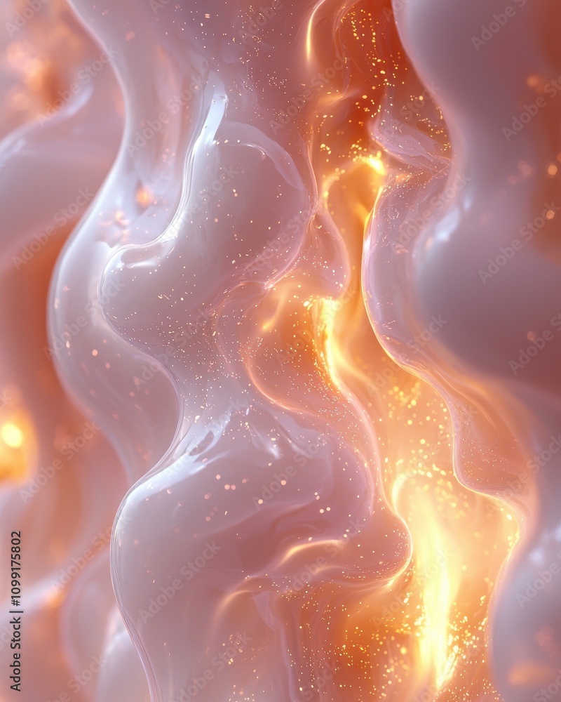 Poster dynamic abstract design featuring flowing light and color digital art contemporary style vibrant atm