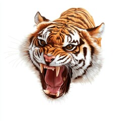 Obraz premium Dynamic tiger roaring in full fury wildlife scene high-resolution imagery intense close-up nature's power and majesty