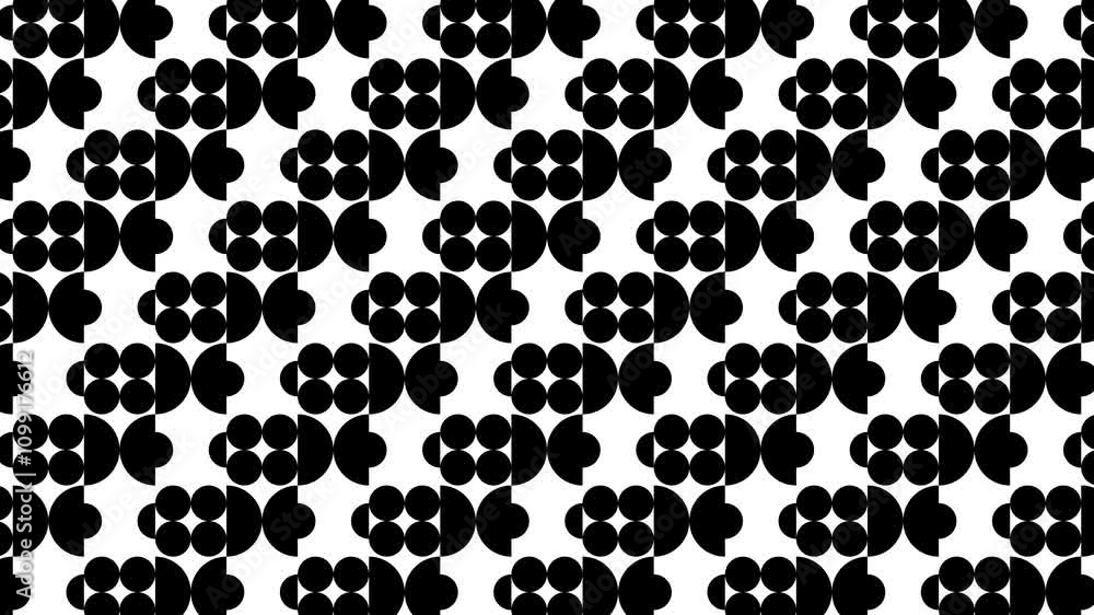 Aufkleber minimalist abstract background animation with bold black and white contrast featuring circles, squar