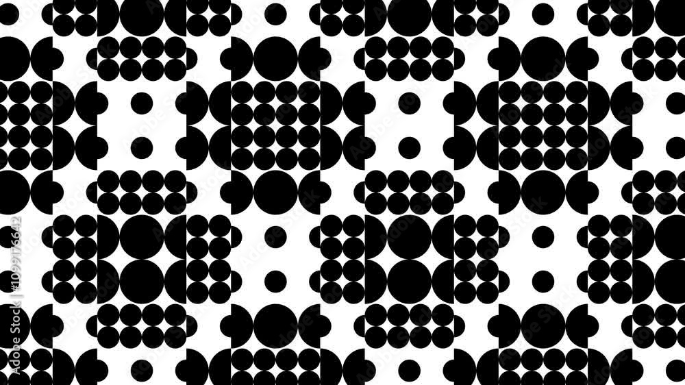 Aufkleber dynamic black and white loop animation of rotating symmetrical geometric shapes with high-contrast p