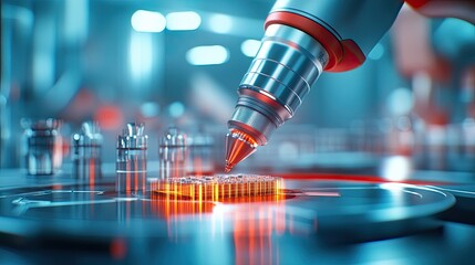 Innovative laser engraving process high-tech manufacturing facility industrial technology modern environment close-up view precision engineering