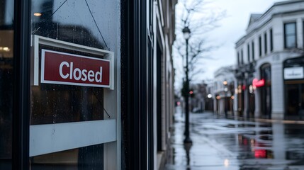 Obraz premium Closed boutique storefront with elegant window display, symbolizing the end of a day and the anticipation of a new beginning