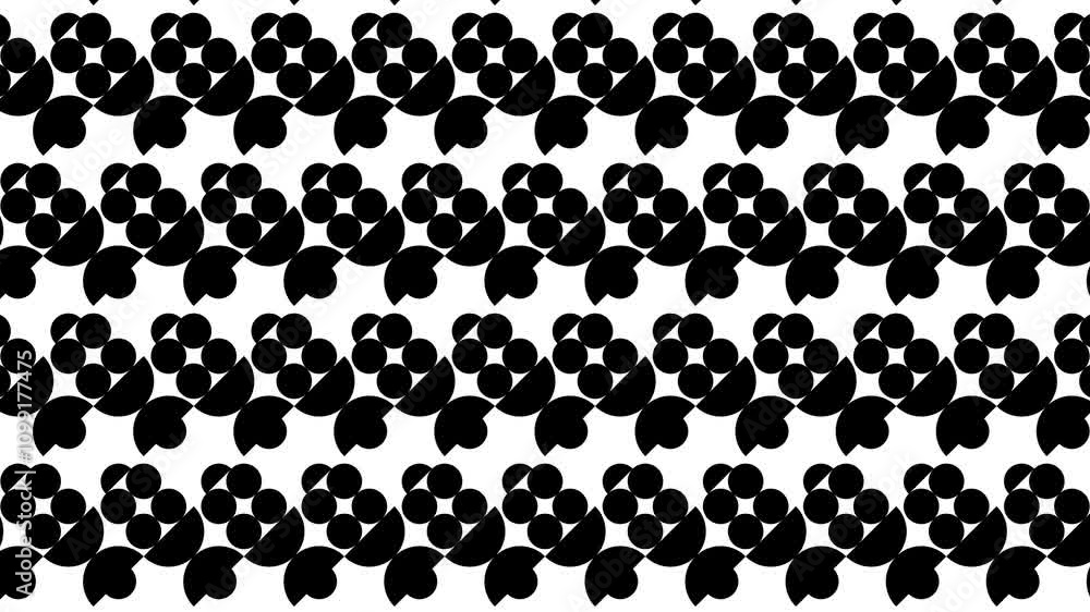 Poster modern geometric animation featuring symmetrical black and white contrast with dynamic motion for pr