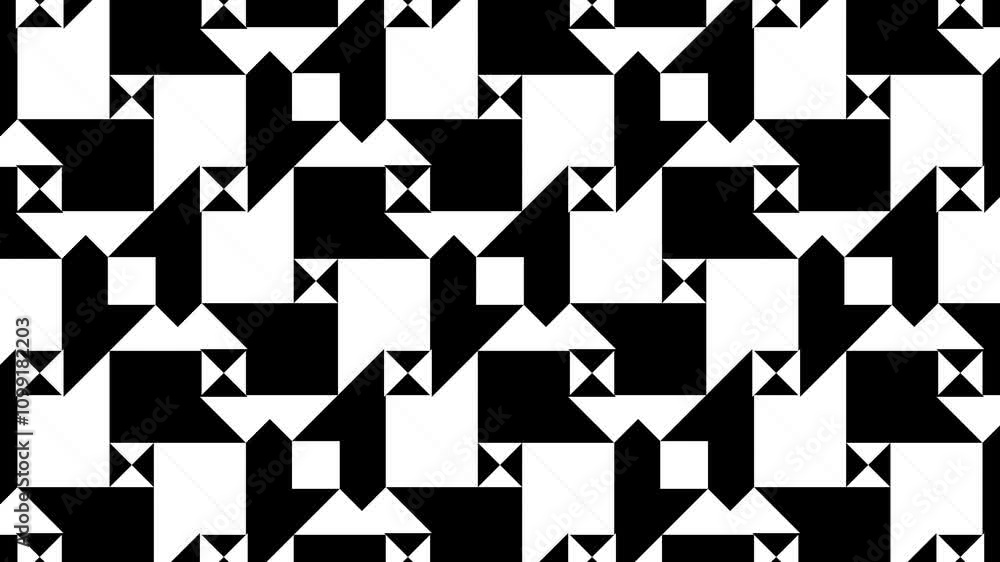 Aufkleber smooth rotating black and white geometric loop animation featuring bold symmetry and high-contrast a