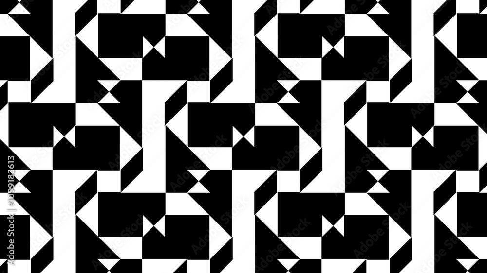 Aufkleber hypnotic black and white animation with high-contrast symmetrical shapes and geometric patterns in a