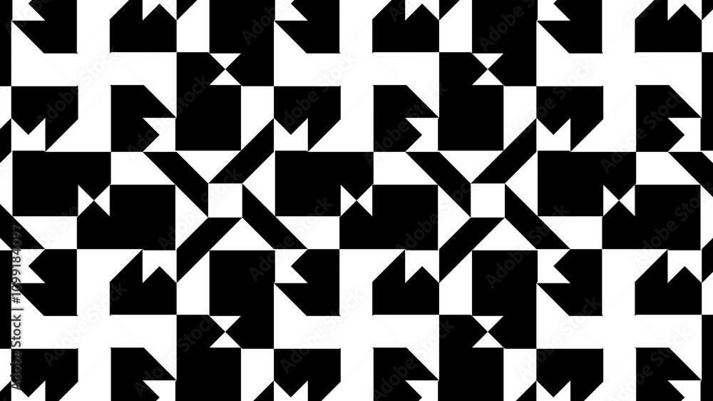 Aufkleber kaleidoscopic geometric animation with bold black and white patterns in seamless loop for visual med
