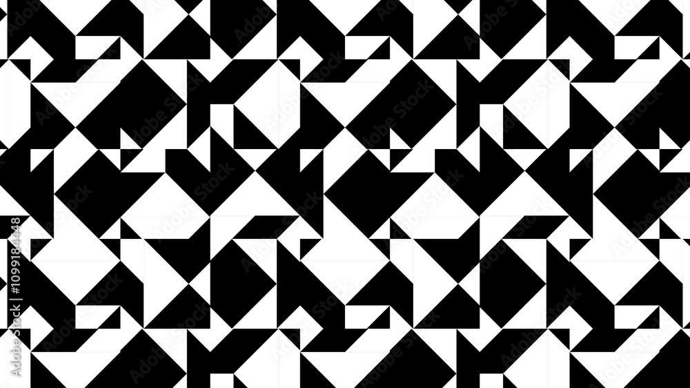 Aufkleber bold abstract loop animation with black and white geometric patterns featuring rotating shapes and m