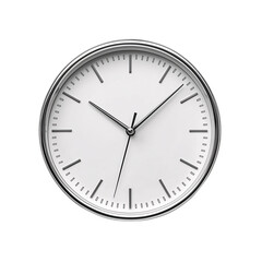 Modern White Clock on Black Background. Illustration on transparent & white background, isolate PNG