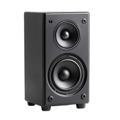 Fototapeta premium Black Stereo Speaker on Black Background. Illustration on transparent & white background, isolate PNG