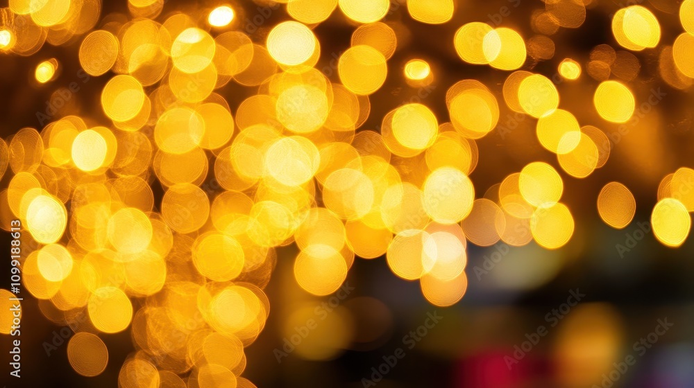 Aufkleber a blurred background of warm yellow bokeh lights creating a festive atmosphere.