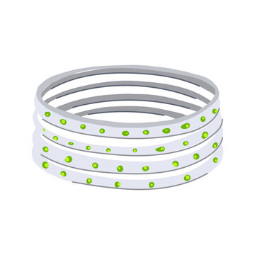 silver bracelet churi indian cartoon. bangle traditional, modern diamond, gemstone beaded silver bracelet churi indian sign. isolated symbol vector illustration