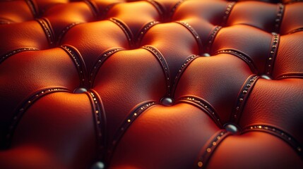 Fototapeta premium Close-up of a tufted leather surface, showcasing texture and craftsmanship.