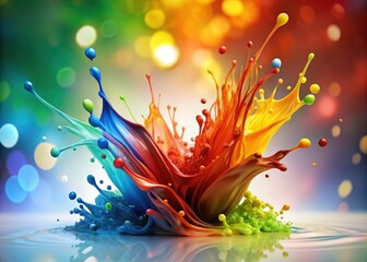 Vibrant Colorful Paint Splash with Bokeh Effect for Creative Projects