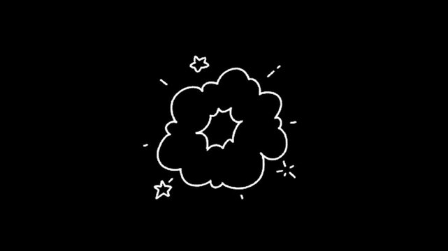 silhouette of a cloud Sketch cartoon doodle hand drawing motion graphics clip template with colorful lights animation. HD resolution with hyper realistic 4K black Background.