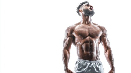 Fitness journey body transformation gym photography studio front view strength and determination