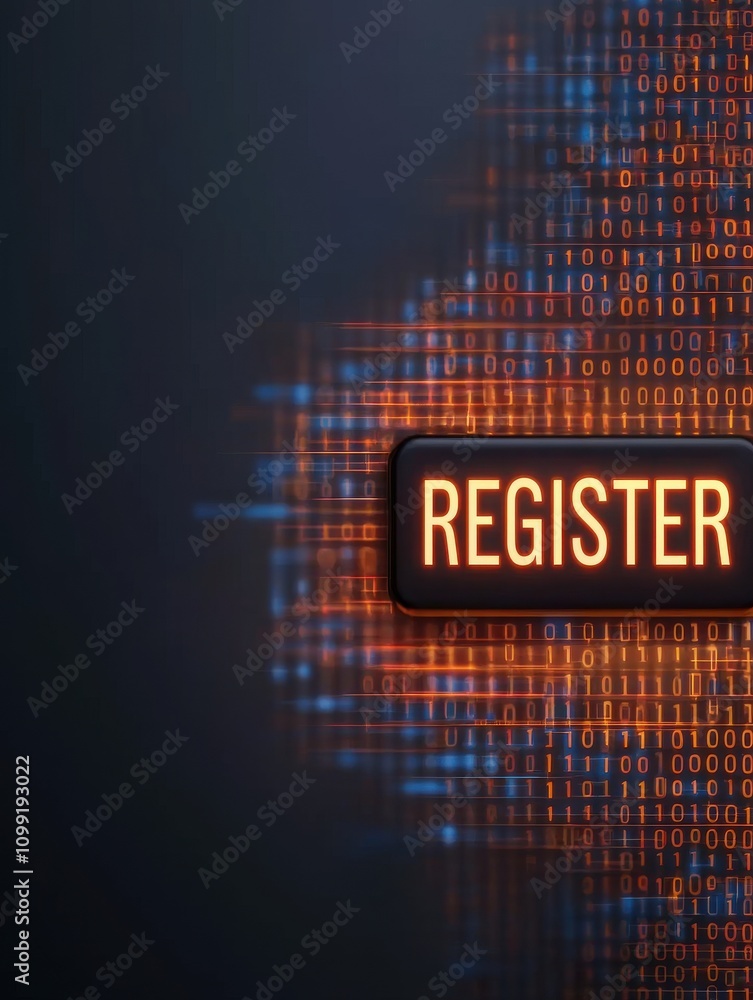 Poster a digital-themed image featuring the word 
