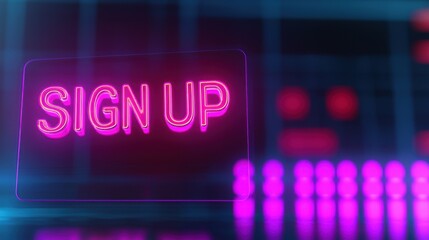 Fototapeta premium A glowing neon sign reads 