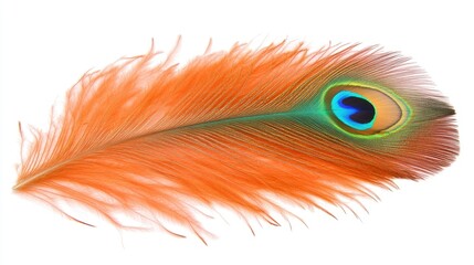 Obraz premium Captivating orange peacock feather nature macro photography studio setting close-up beauty of nature