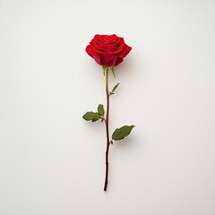 Fototapeta premium Romantic gesture single red rose minimalist setting floral photography natural light close-up symbol of love