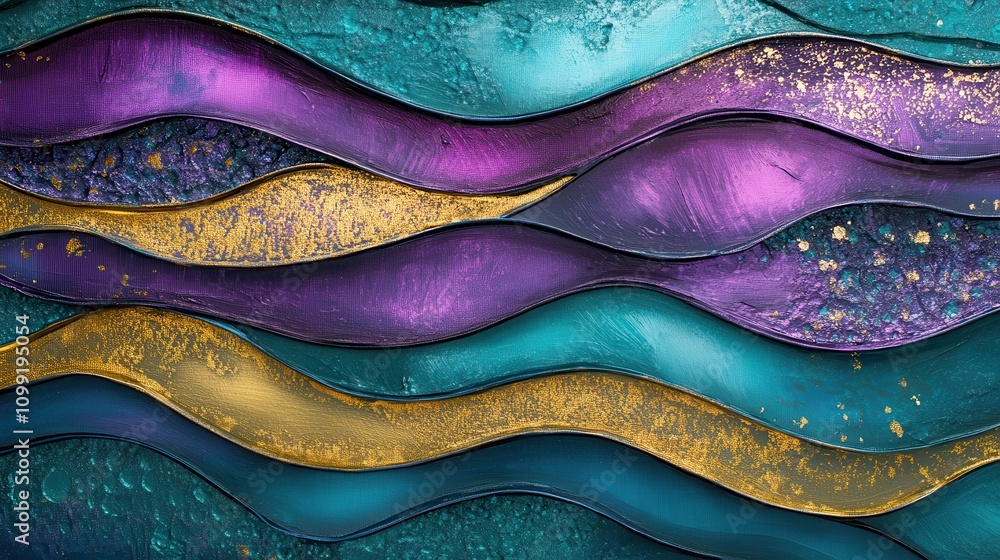 Poster abstract waves in vibrant colors with a textured surface.