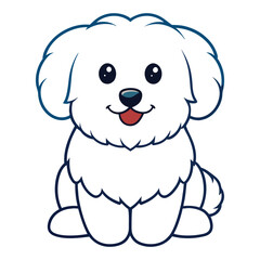 Cute Cartoon Coton de Tulear Dog Clipart Illustration Design
