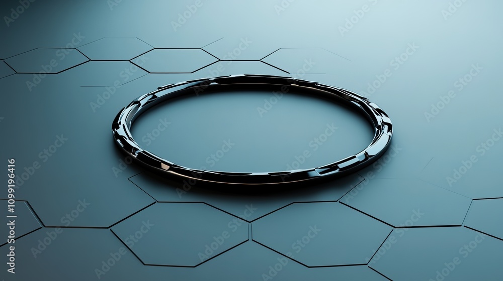 Aufkleber modern abstract ring on geometric background with hexagonal pattern ideal for science and technology