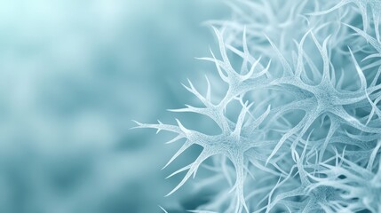 Frosty winter wonderland, Abstract blue ice crystals cling to windowpane, capturing nature's delicate artistry