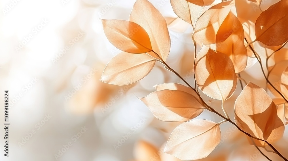 Poster delicate translucent orange leaves captured in soft light creating a serene natural atmosphere for b