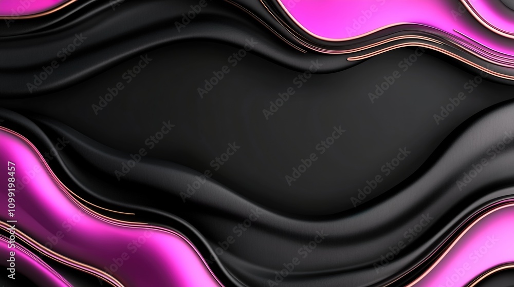 Aufkleber abstract fluid design with black and pink waves creating depth and movement, ideal for backgrounds, 