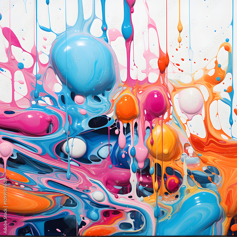 Aufkleber vibrant abstract paint splashes in various colors creating a dynamic visual effect.