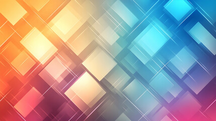 Intersecting translucent rectangles in warm and cool tones, forming a dynamic and harmonious abstract composition.

