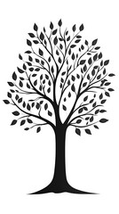 Obraz premium Monochrome Tree of Life emblem against a blank white background.