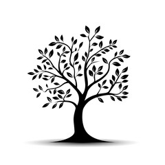 Obraz premium Tree of Life symbol in black vector form on white space.