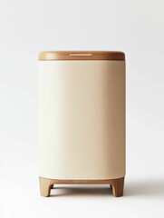 Contemporary foldable laundry bin, emphasizing its streamlined shape and ease of use. 3D illustration, focusing on simplicity and neutral tones.