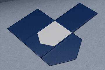 Blank white card with blue envelope for template mock up 3d rendering V3