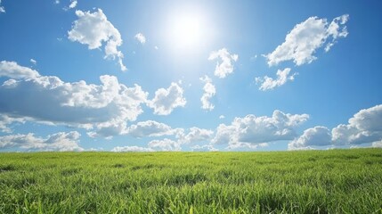 Obraz premium Vast Rural Skyscape with Rolling Fields and Azure Sky