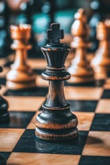 Fototapeta premium Chess Board Pieces Close Up