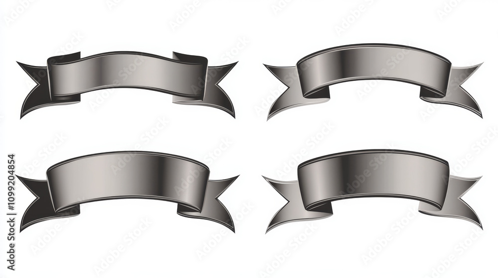Poster a set of gray ribbon banners. perfect for adding a vintage touch to your designs. these blank templa
