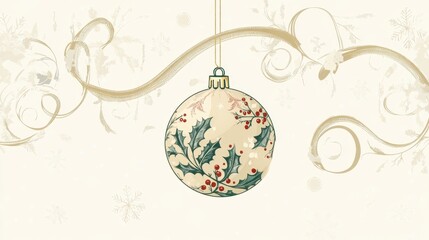 Elegant Christmas Ornament Design: Festive Holiday Decoration with Holly and Berries.