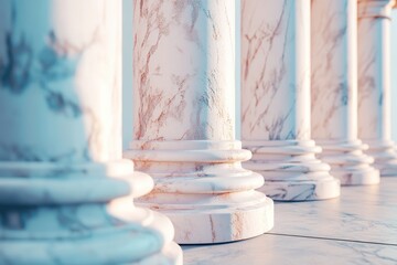 Elegant marble columns in soft light. Ideal for architecture, history, or classic design projects.
