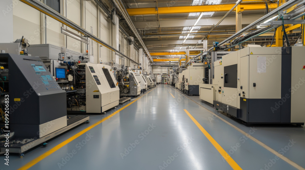 Poster factories make computer parts using automated machines. the equipment is advanced and helps produce 