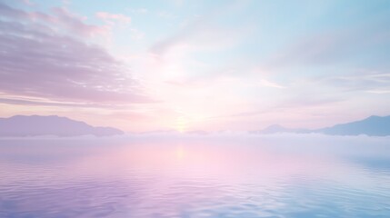 Obraz premium Serene Dawn Skyscape with Misty Lake - Tranquil Atmosphere for Reflection | Ultra-Detailed Landscape Photography