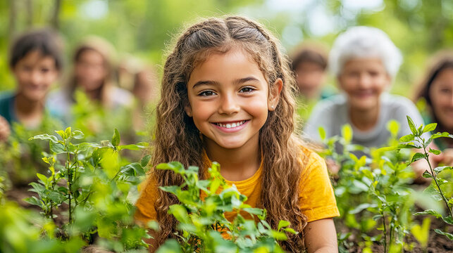 International Volunteer Day. Volunteers planting trees in a community park
