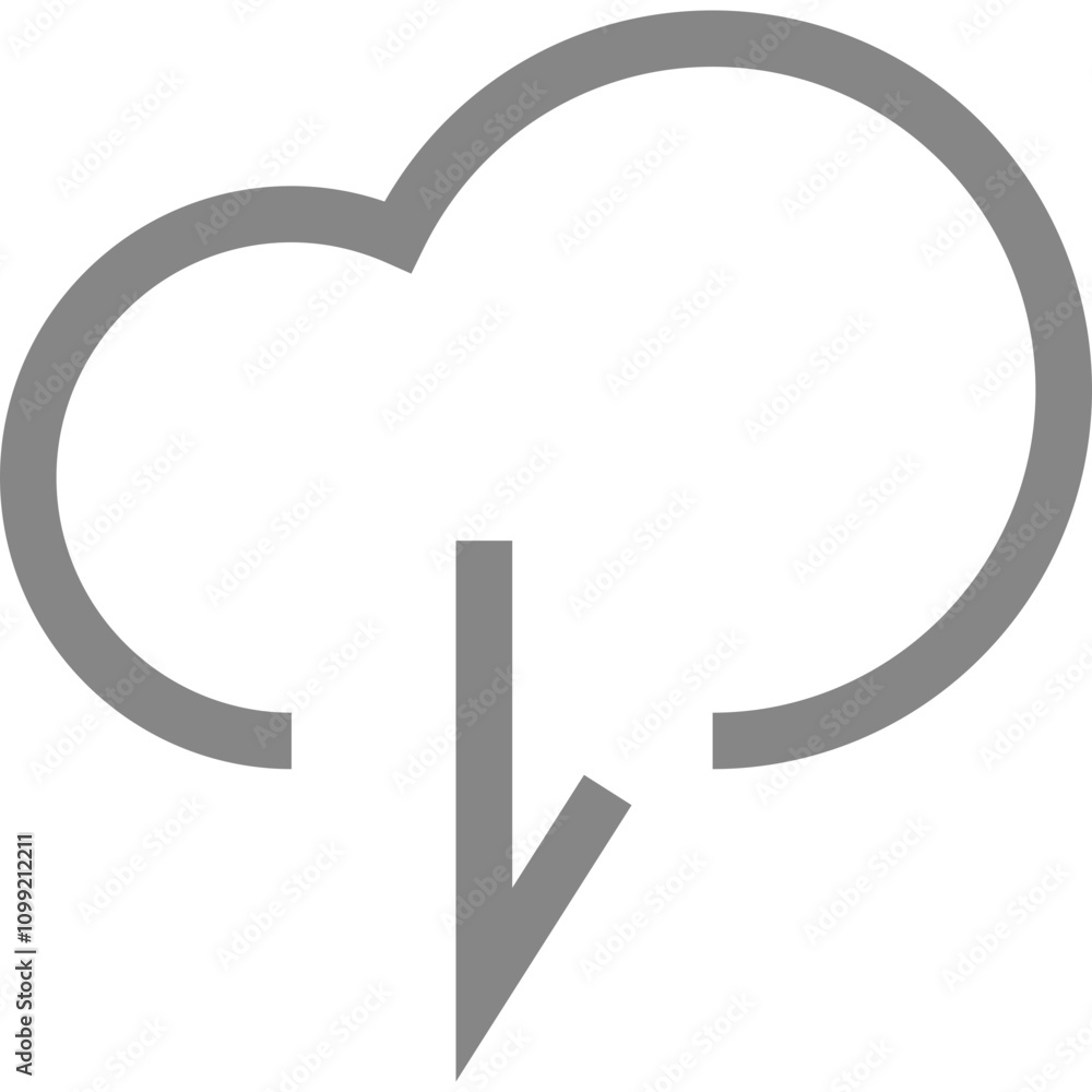 Poster design of a minimalistic cloud symbol with a downward arrow depicting weather changes or rain
