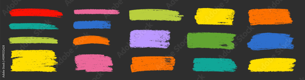 Poster Brush box paint background text banner. Brush paint stroke for text box square frame. Vector hand drawn frame background set for highlight design graphic element. Square banner stroke vector