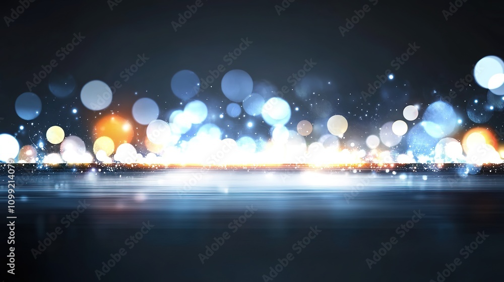 Poster abstract colorful lights and bokeh effects over a dark background for creative designs and artistic 