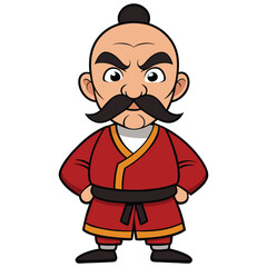 Obraz premium An old karate Chinese man with a long mustache